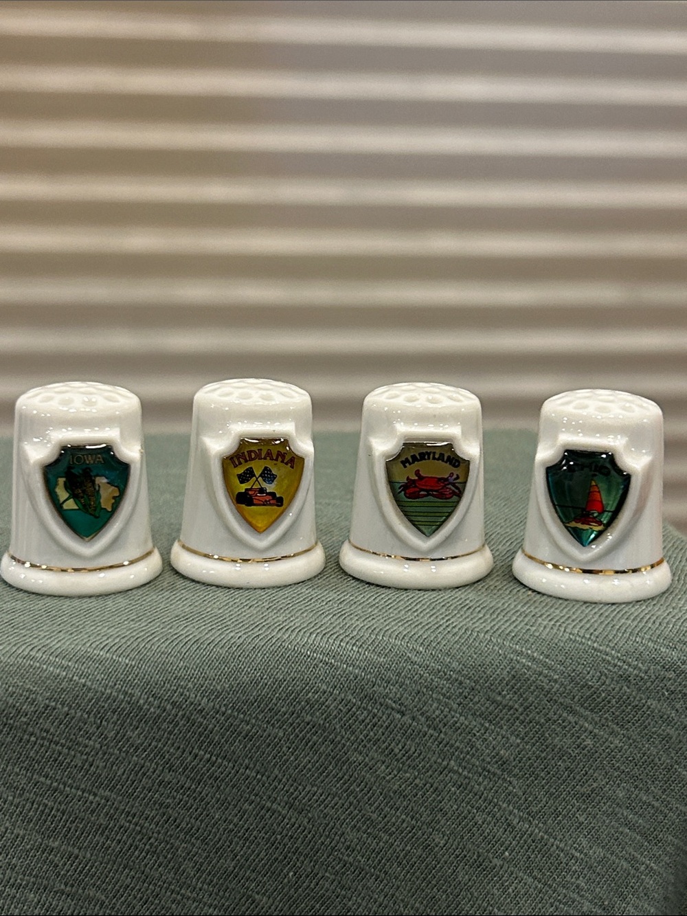 PICK ONE! Ceramic State Crest Thimble Collection - Iowa, Indiana, Maryland, Ohio